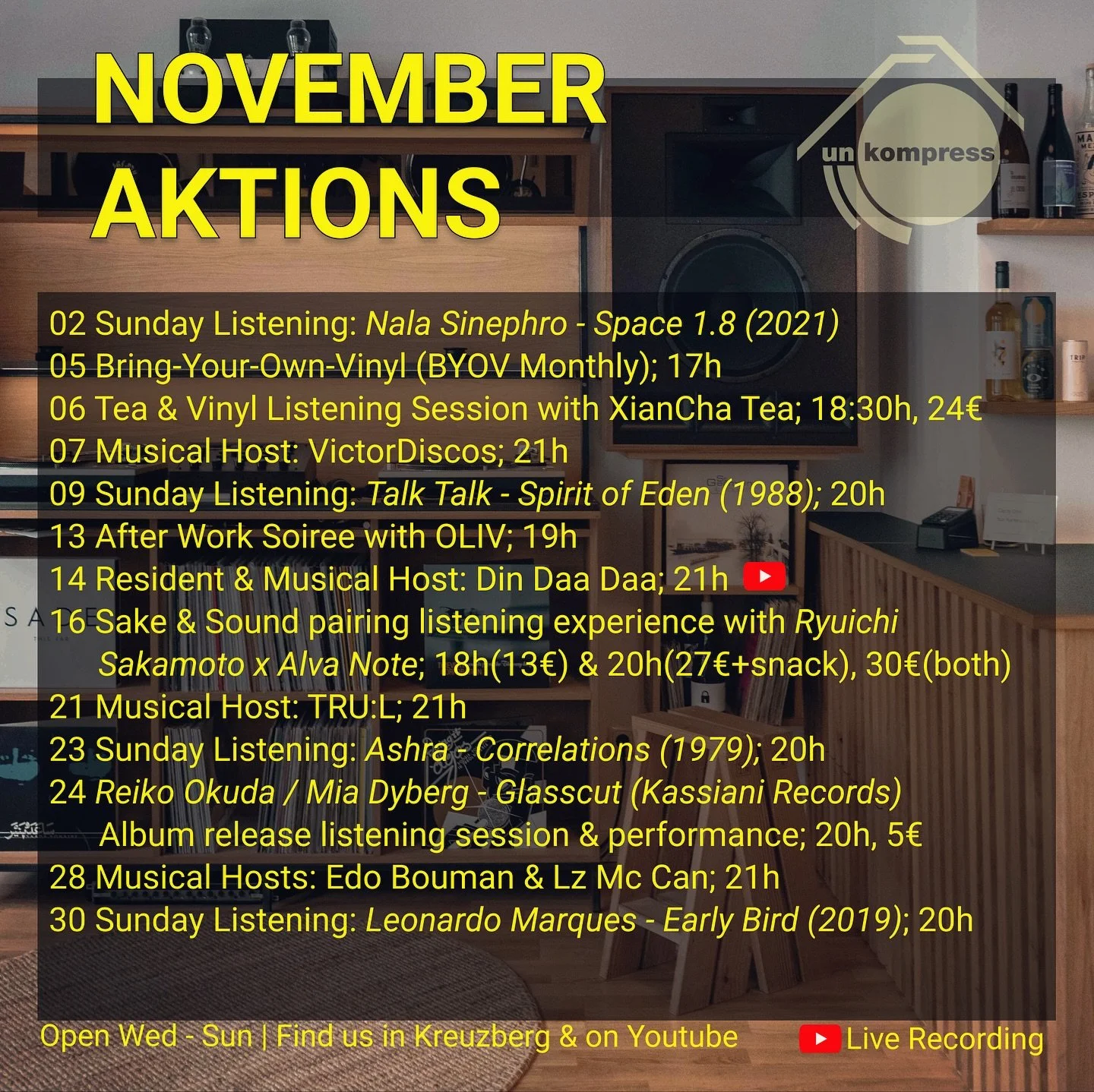 Quiet Light - November at Unkompress

As the days grow shorter, the glow grows warmer. This November, we lean into quiet evenings, deep records, and unexpected company. A month for reflection, warmth, and slow listening.

Sunday Listening with @nalas