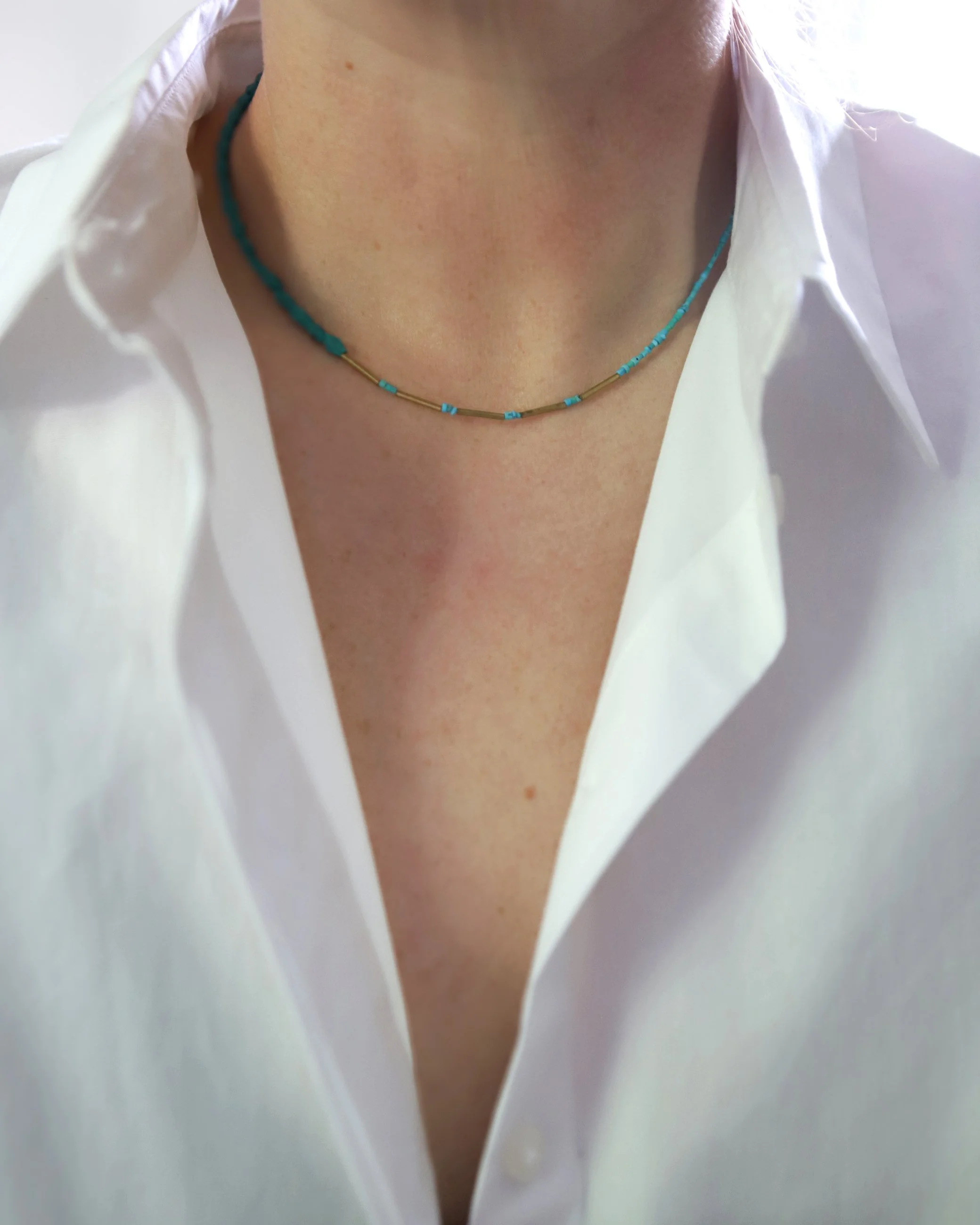 Afghan Gemstone & Brass Bead Necklace