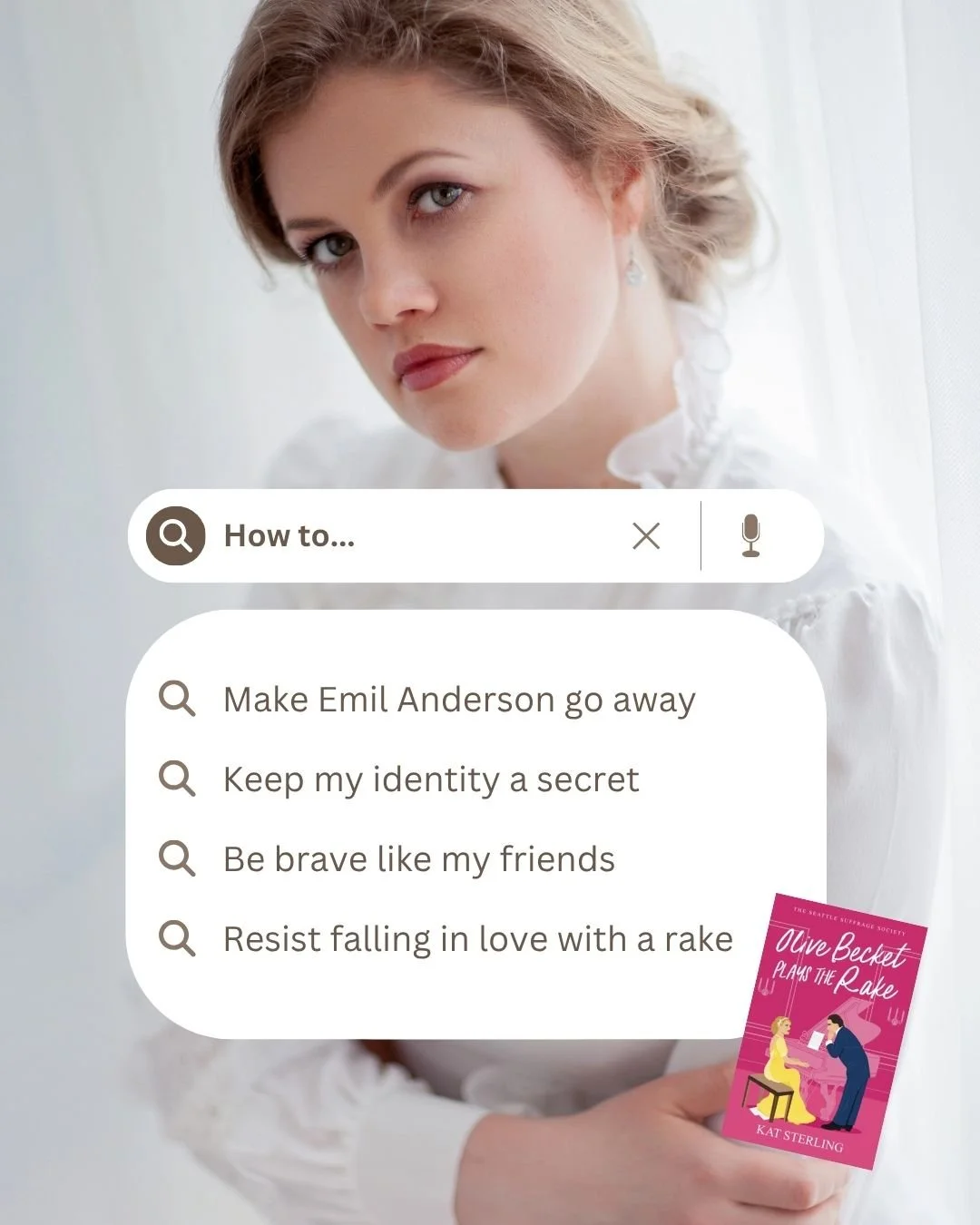 If the had been an option in 1909, I can only imagine Olive's search history would look something like this π
Read her story today!
https://books2read.com/olivebecketplaystherake
#olivebecketplaystherake #katsterling #historicalromance