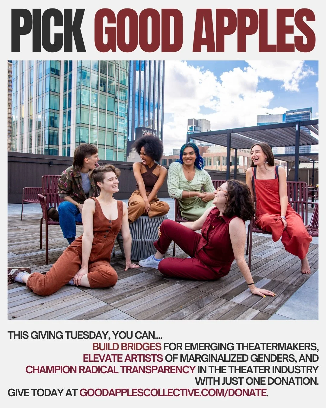 looking for a way to support emerging artists this giving tuesday? we have big things planned for the next year, but we can&rsquo;t do it alone. when you give to good apples, you&rsquo;re making it possible for us to keep creating resources, events, 