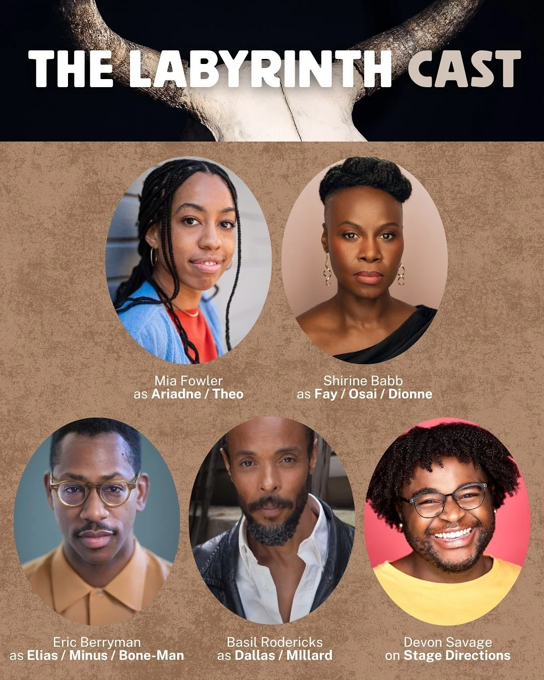 check out the utterly brilliant cast for our upcoming reading of @afrom0m0&rsquo;s extraodinary play THE LABYRINTH, directed by @kvaish. reserve one of the last few seats at the link in our bio. 🦴