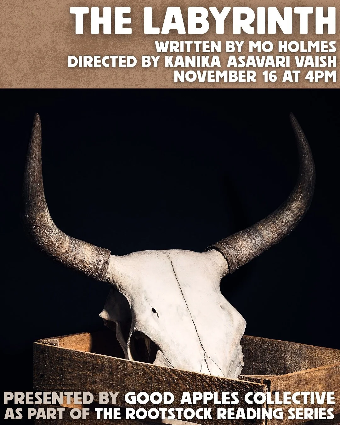 get to know the rootstock plays! up next, THE LABYRINTH by @afrom0m0, directed by @kvaish, happening at 4pm on november 16. if you like southern gothics, memory plays, and mythic reimaginings, you won&rsquo;t want to miss this. get your tickets at th