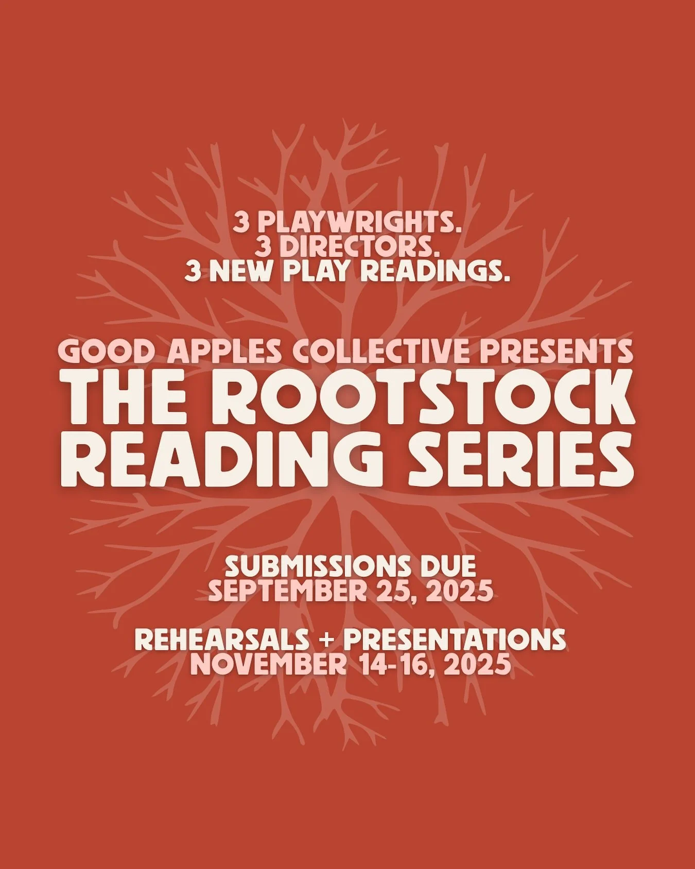 we&rsquo;re so back. submissions for the second annual rootstock reading series are now open, and will close at 11:59pm on september 25. link in bio. 🍎