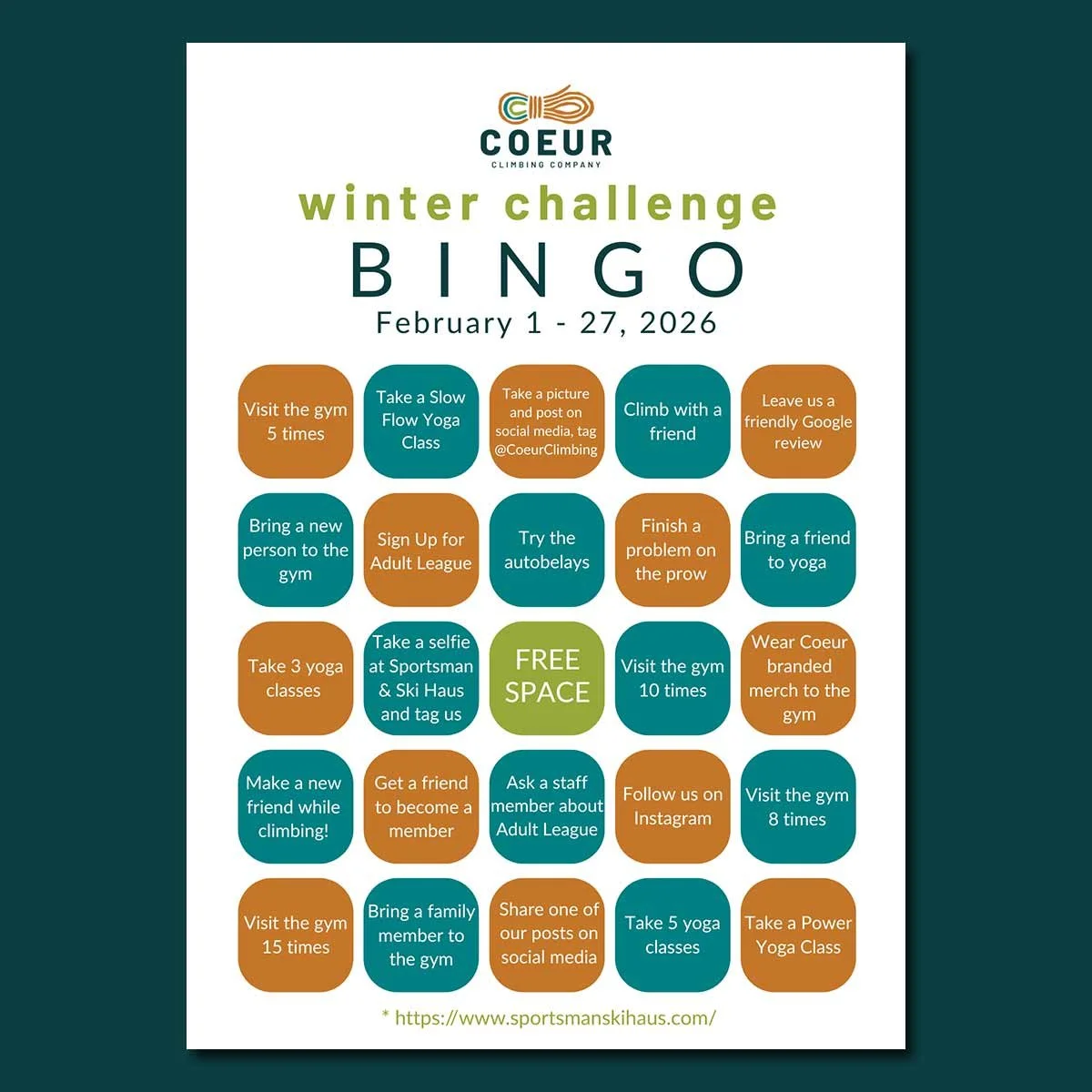 February Bingo Challenge at Coeur