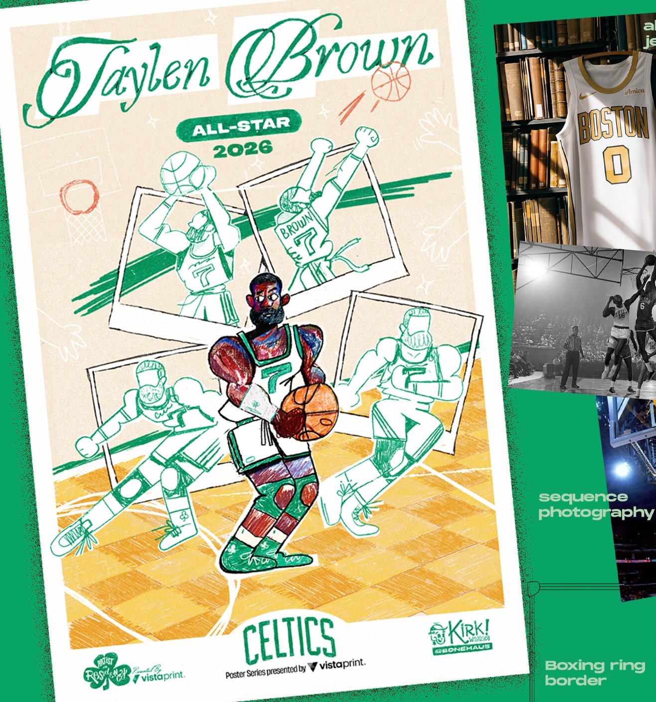 Poster for the Celtics laid out in the forth dimension showing some process and once again screaming at you to watch the YouTube video I put together talking through the process. 

Big boost of followers lately I would wholeheartedly expect you all t