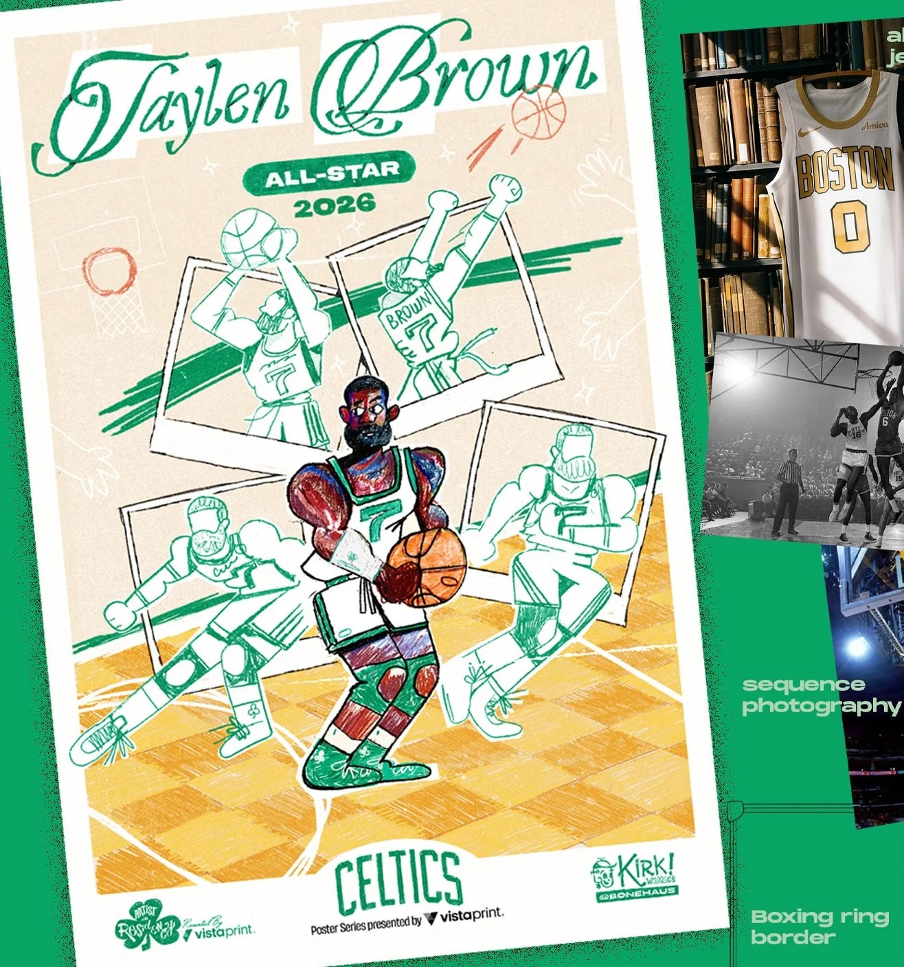 Poster for the Celtics laid out in the forth dimension showing some process and once again screaming at you to watch the YouTube video I put together talking through the process. 

Big boost of followers lately I would wholeheartedly expect you all t
