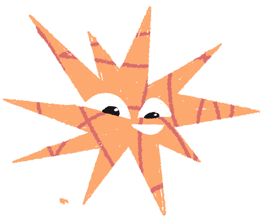 Cartoon orange spiky star with eyes