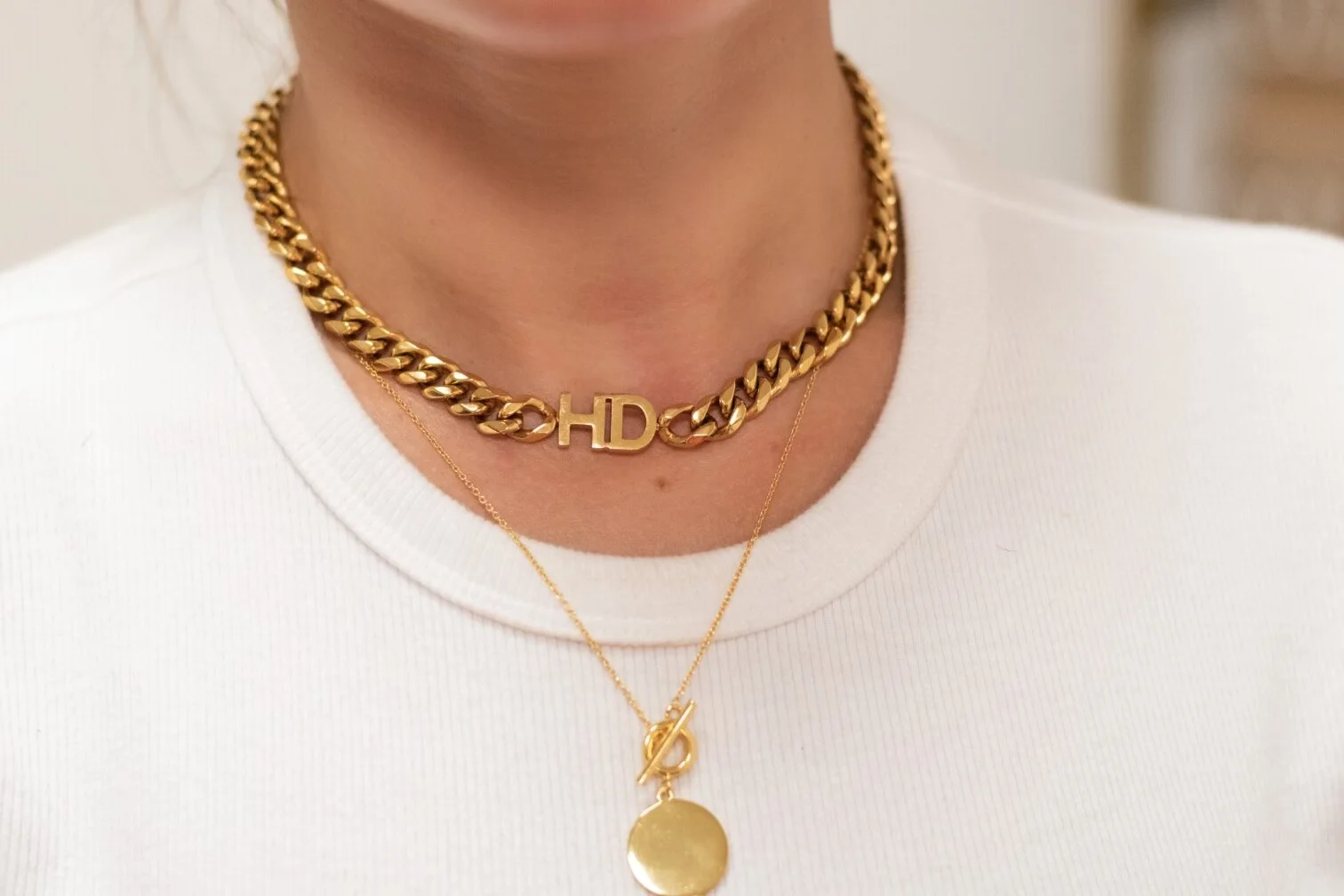 Gold Cuban Chain Cuban Link Initial Necklace 14k Gold Mini Miami