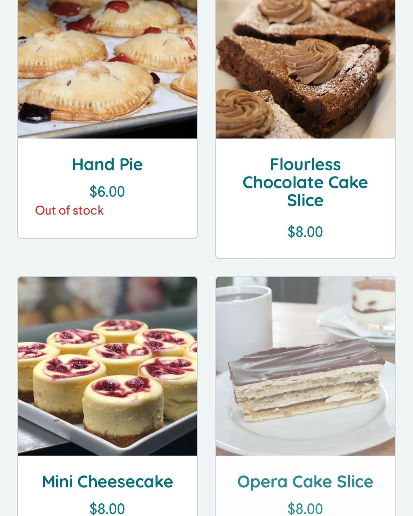 We&rsquo;ve made all sorts of goodies available for ordering online!  Now when you&rsquo;re ordering your lunch, you can add dessert too!  Inventory gets updated throughout the day as our baking team adds more to the showcase! 

Hurrah for desserts ?