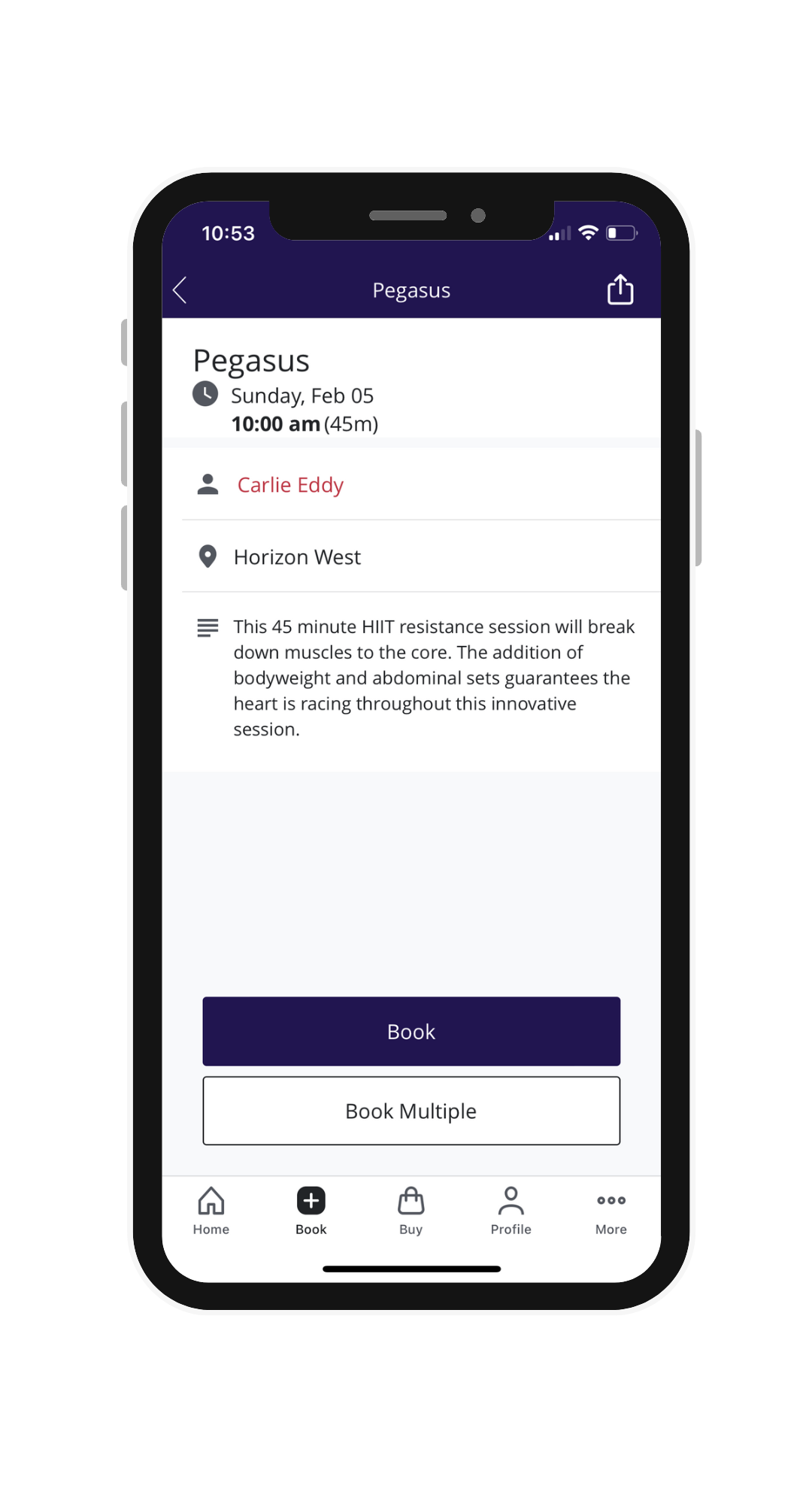 Gym app high fidelity mock-up