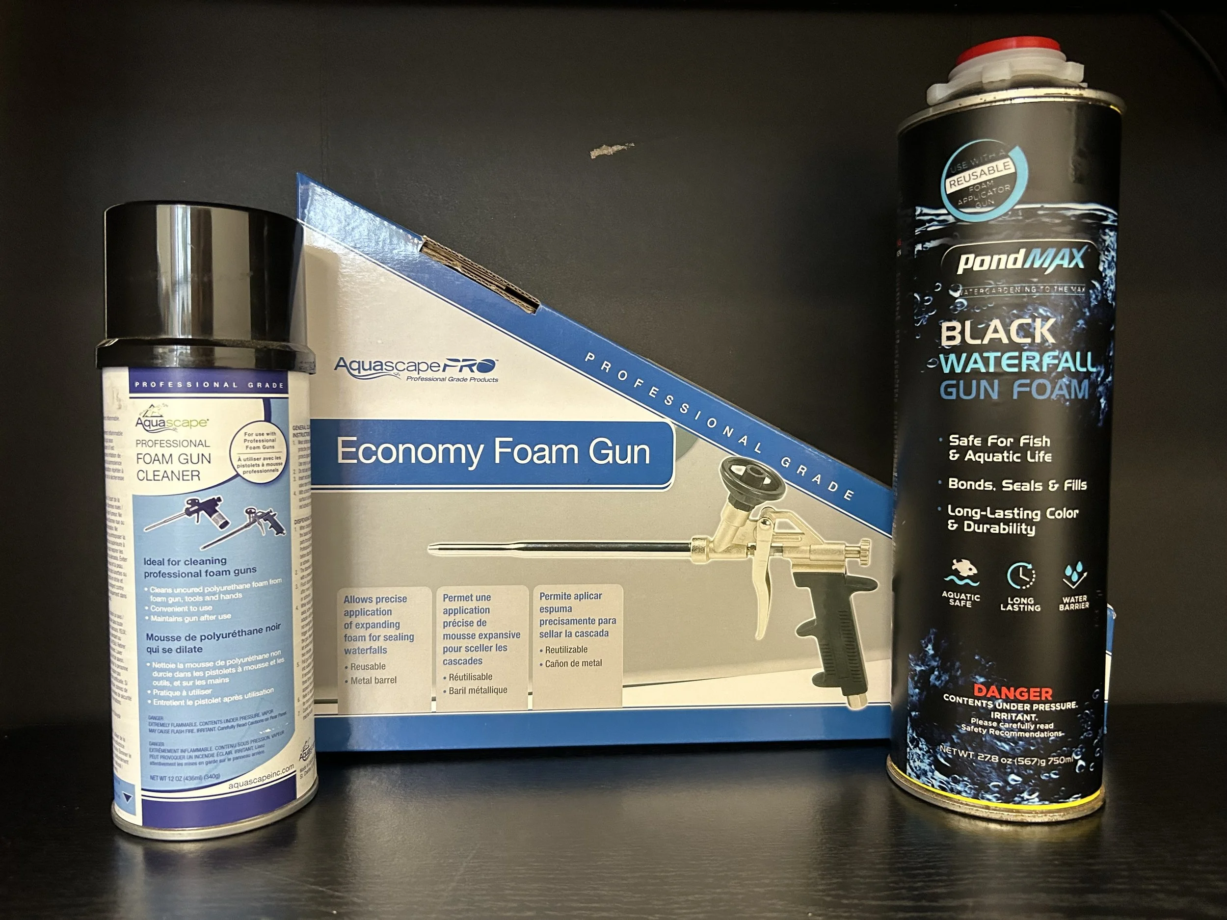 Professional Waterfall Installation & Maintenance Bundle (Includes PondMAX 27.8 oz Gun Foam, Aquascape Economy Foam Gun, and Foam Gun Cleaner) PPS-FB-215422