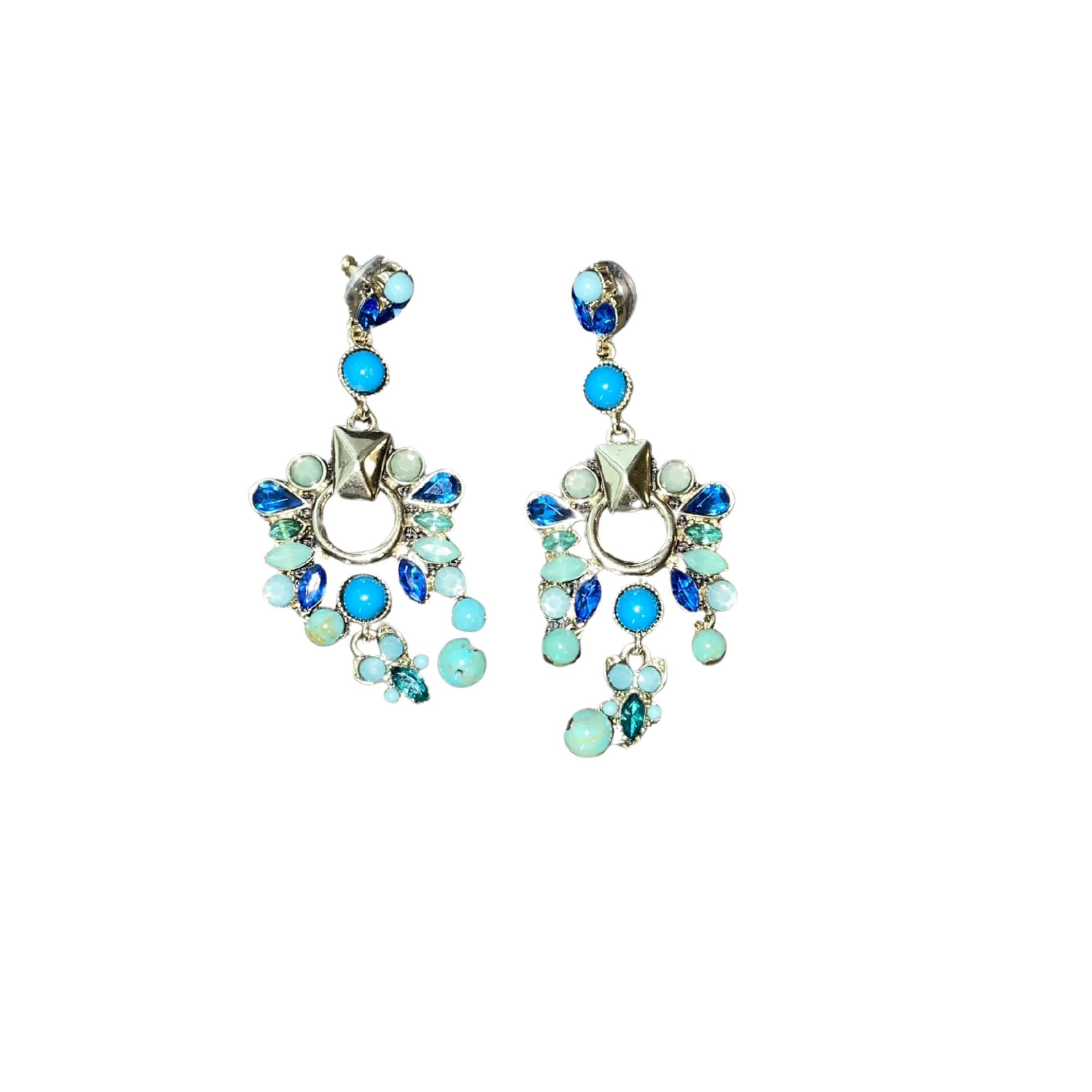 Multicolor Blue Bead Earrings