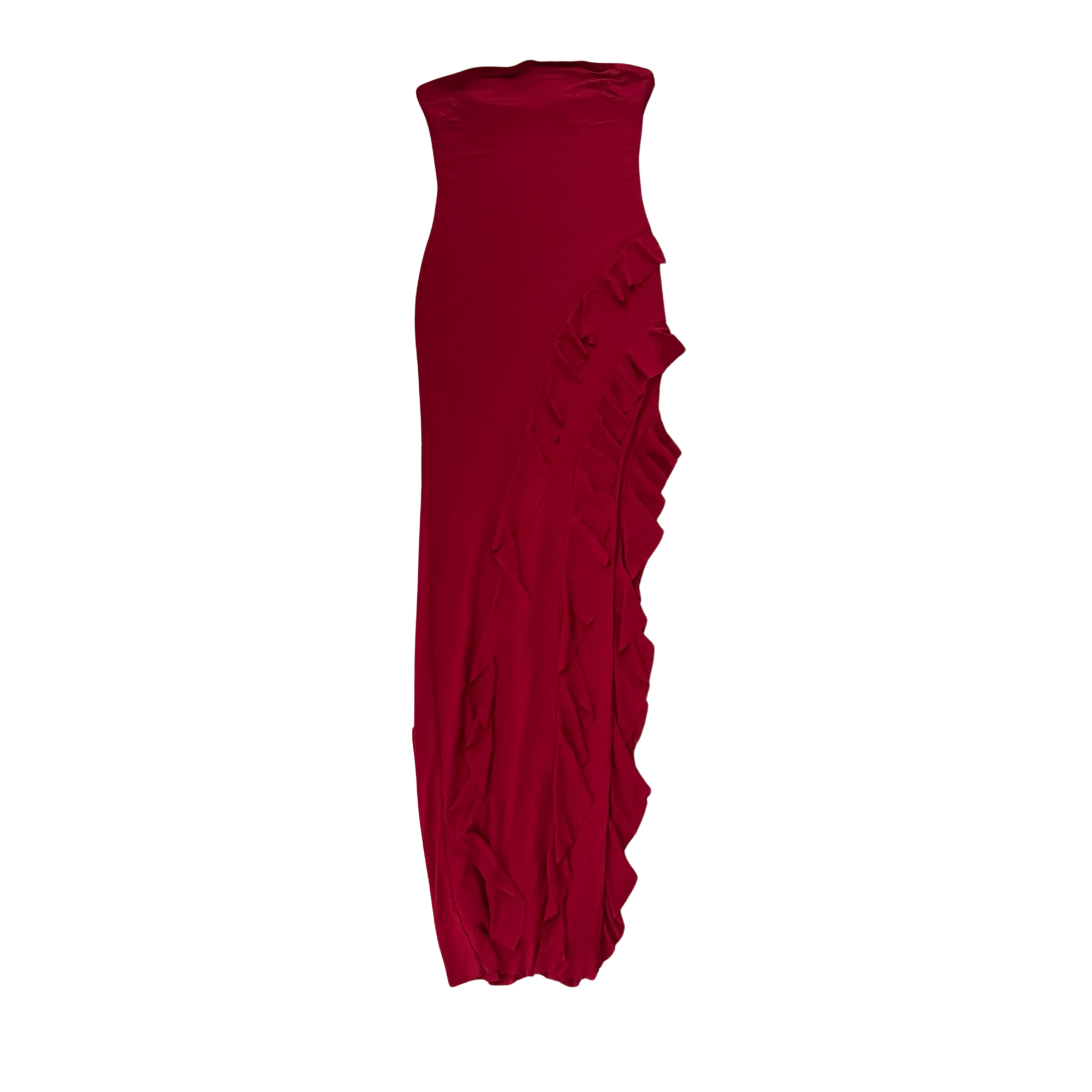Red Ruffled Tube Dress (XS)