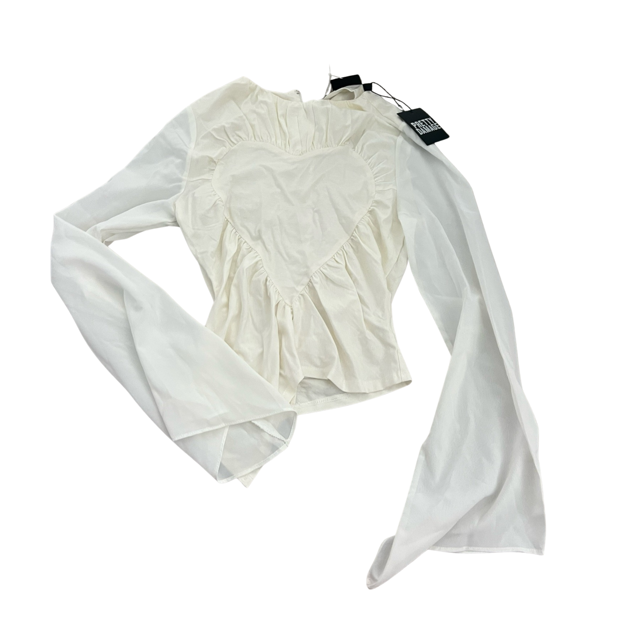 White Long-Sleeved Heart Shirt (S)