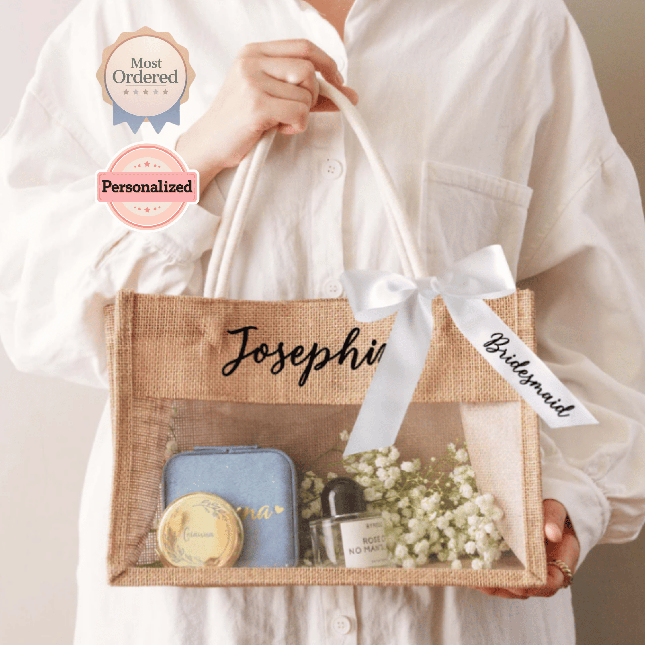 Bridesmaid Tote Bag – Personalized Reusable Wedding Gift