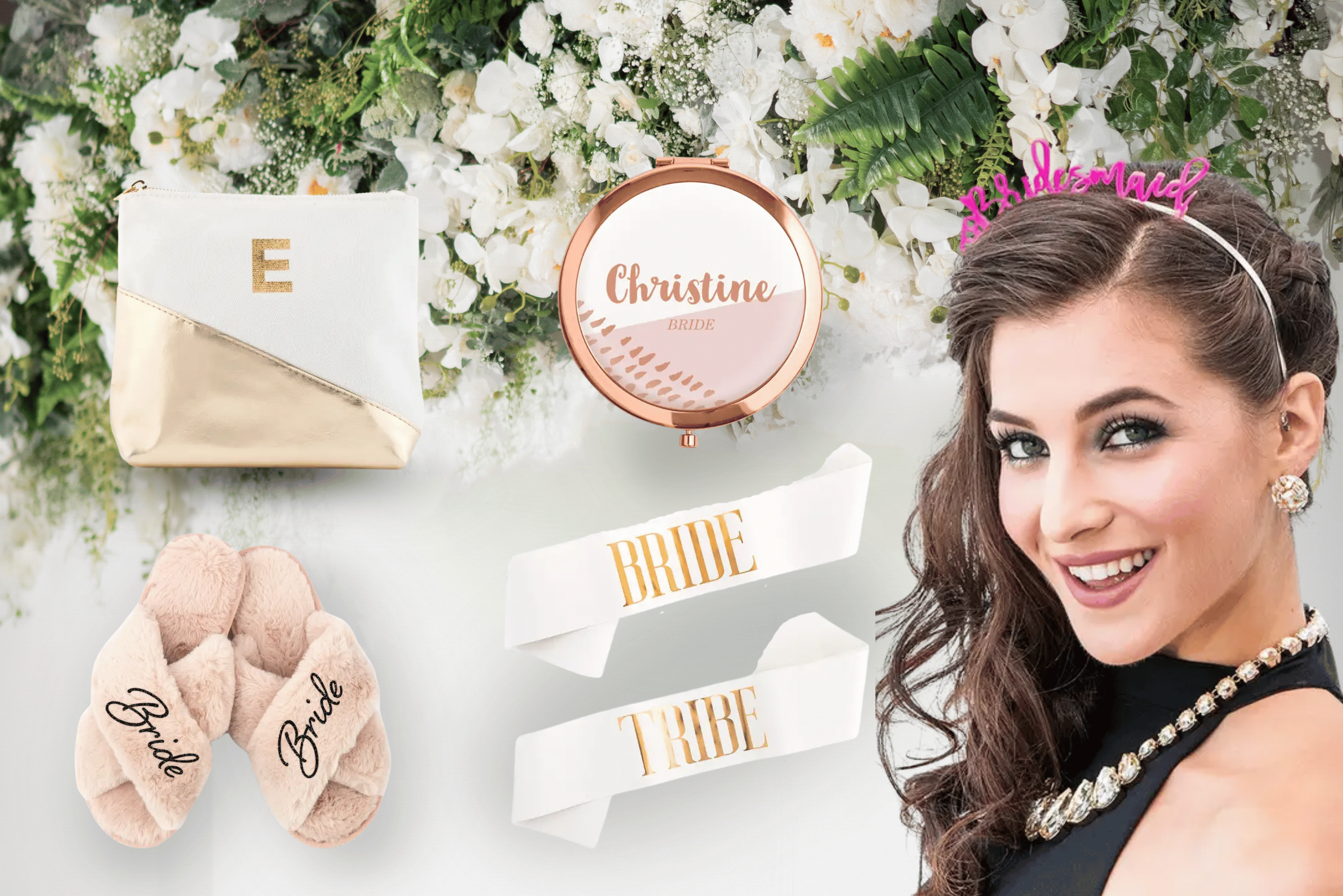 Personalized Bachelorette Kit – Slippers, Sash, Mirror & Makeup Bag