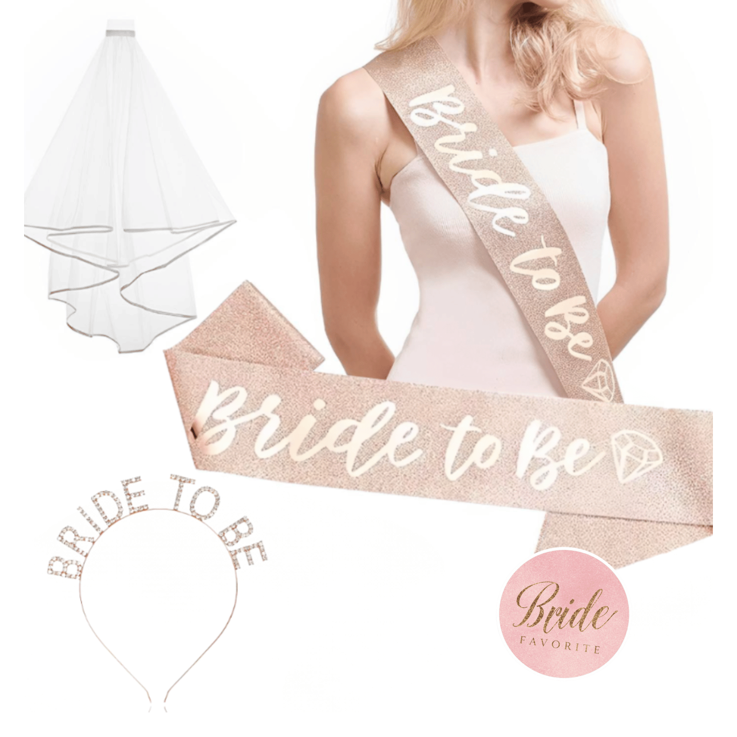 Bride-to-Be Sash, Tiara & Veil Set