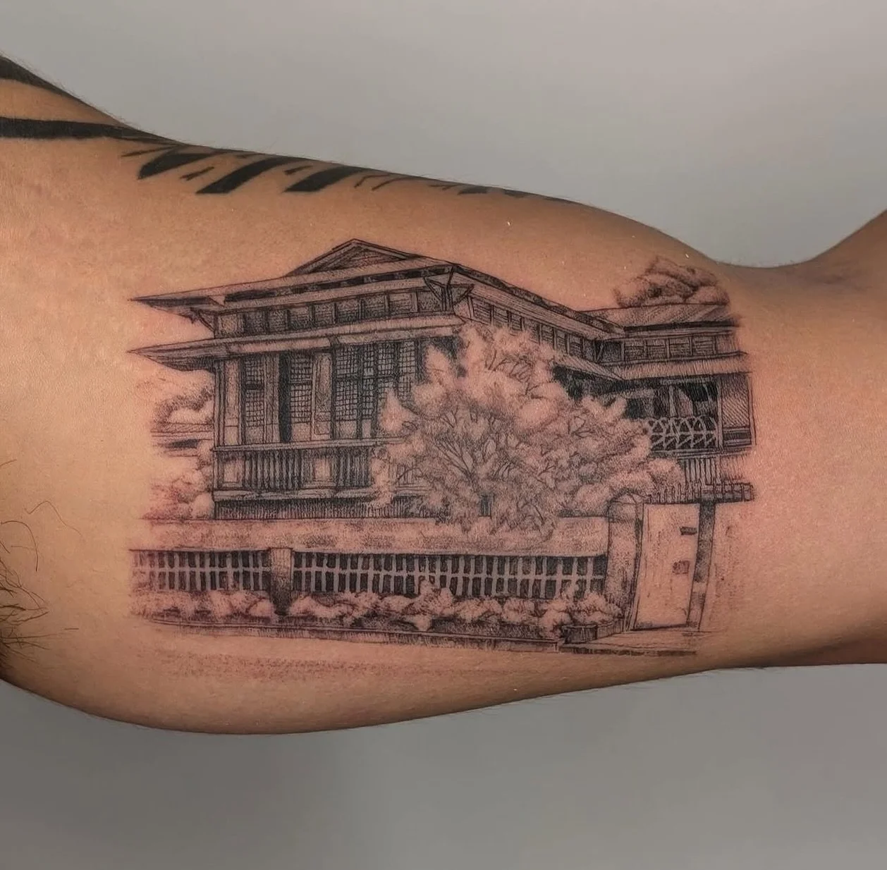Traditional Filipino house 🏠 
Artist: @alcaterin.tattoo 
________________________________________________
[At Off the Ground Ink, we bring your tattoo ideas to life! 💭 For bookings and inquiries, reach out to us by email at offthegroundink@gmail]