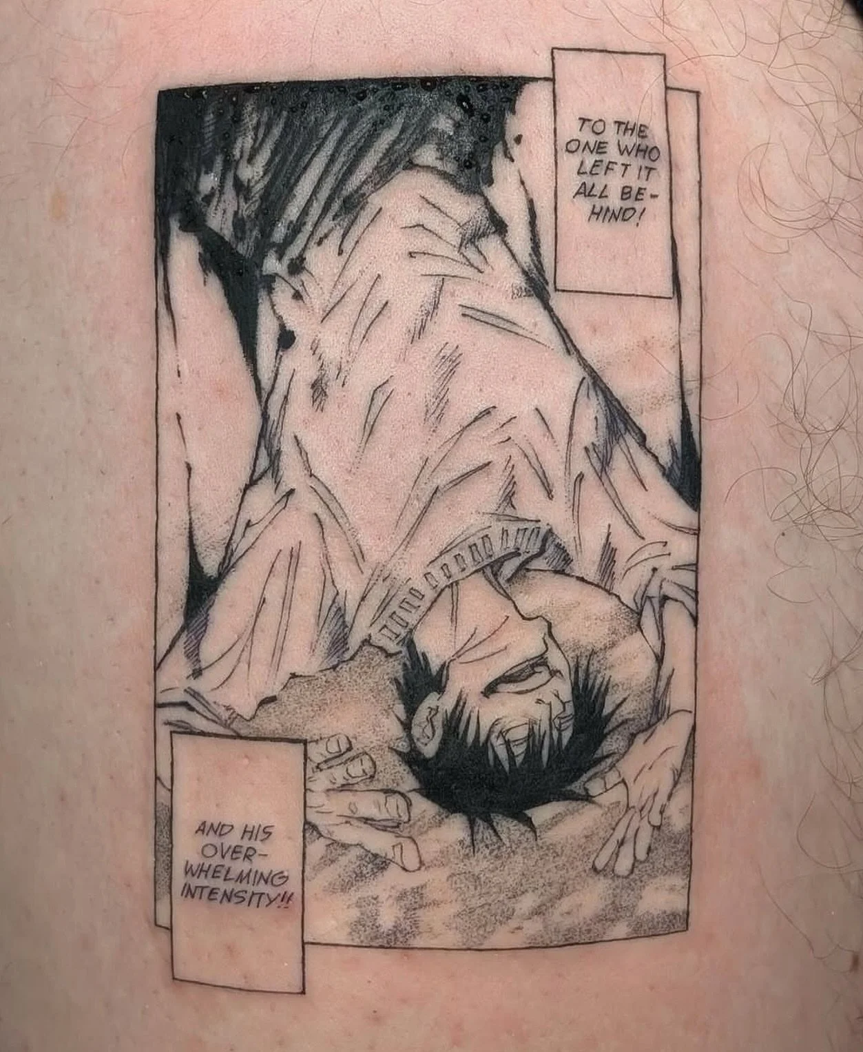 Toji Fushiguro,a prominent antagonist in Jujutsu Kaisen 🪃
Artist: @alcaterin.tattoo 
________________________________________________
[At Off the Ground Ink, we bring your tattoo ideas to life! 💭 For bookings and inquiries, reach out to us by email
