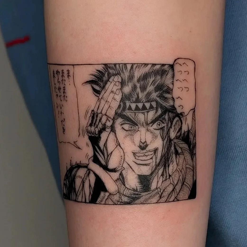 Joseph Joestar from Jojo&rsquo;s Bizarre Adventure 
Artist: @alca.ttt 
________________________________________________
[At Off the Ground Ink, we bring your tattoo ideas to life! 💭 For bookings and inquiries, reach out to us by email at offthegroun