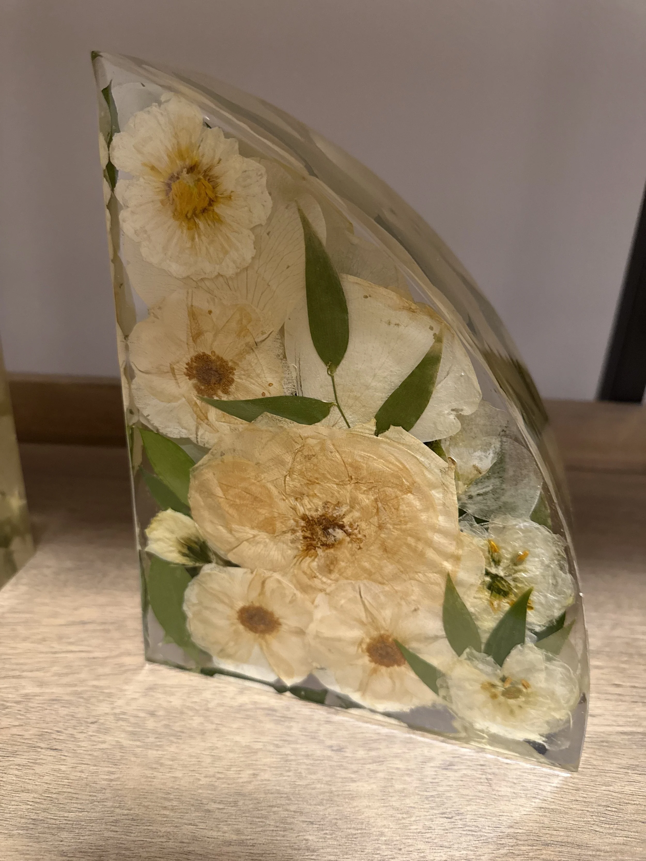 Bookends made with clients bridal bouquet