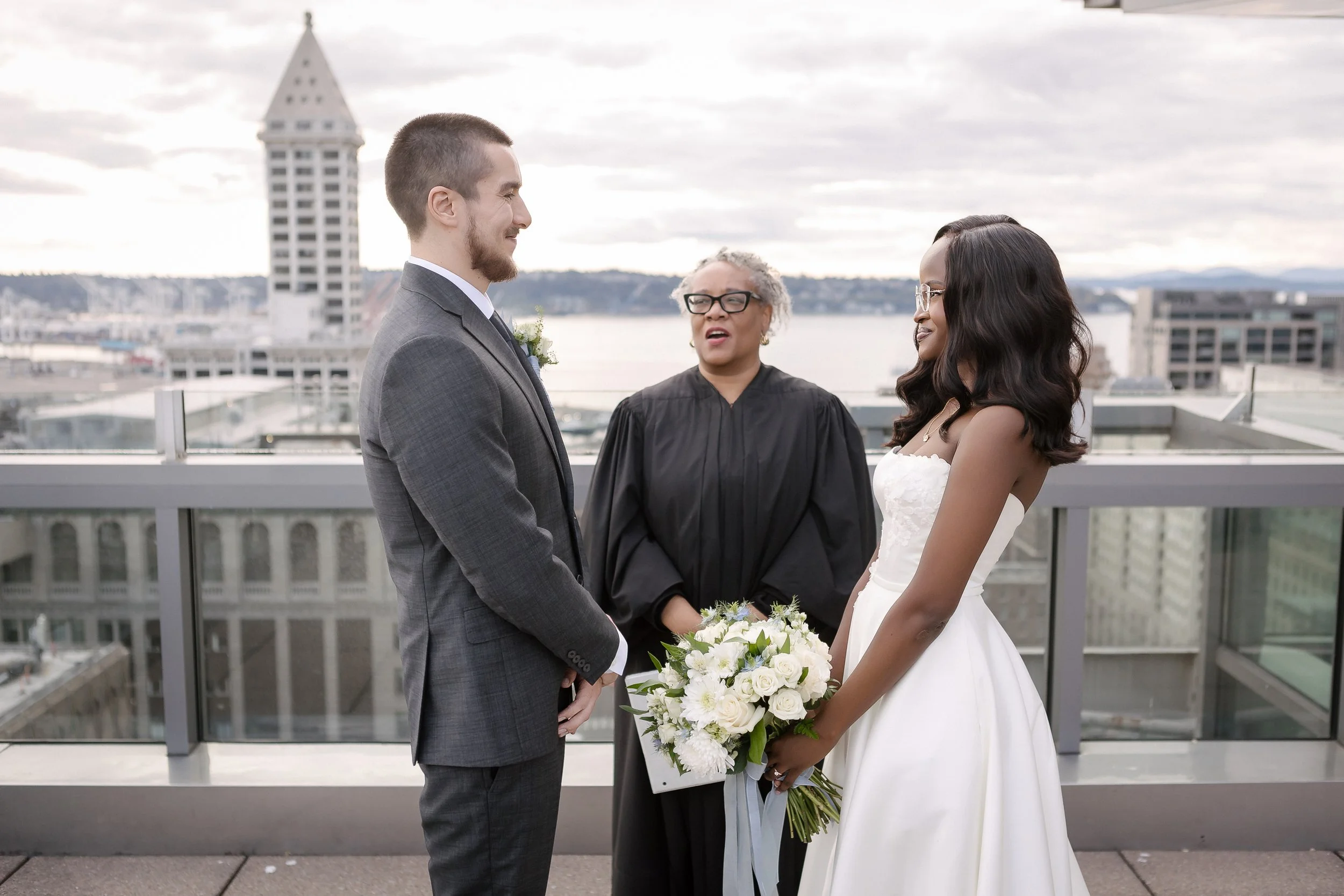  Judge officiating Ceci and Austin's courthouse marriage ceremony 
