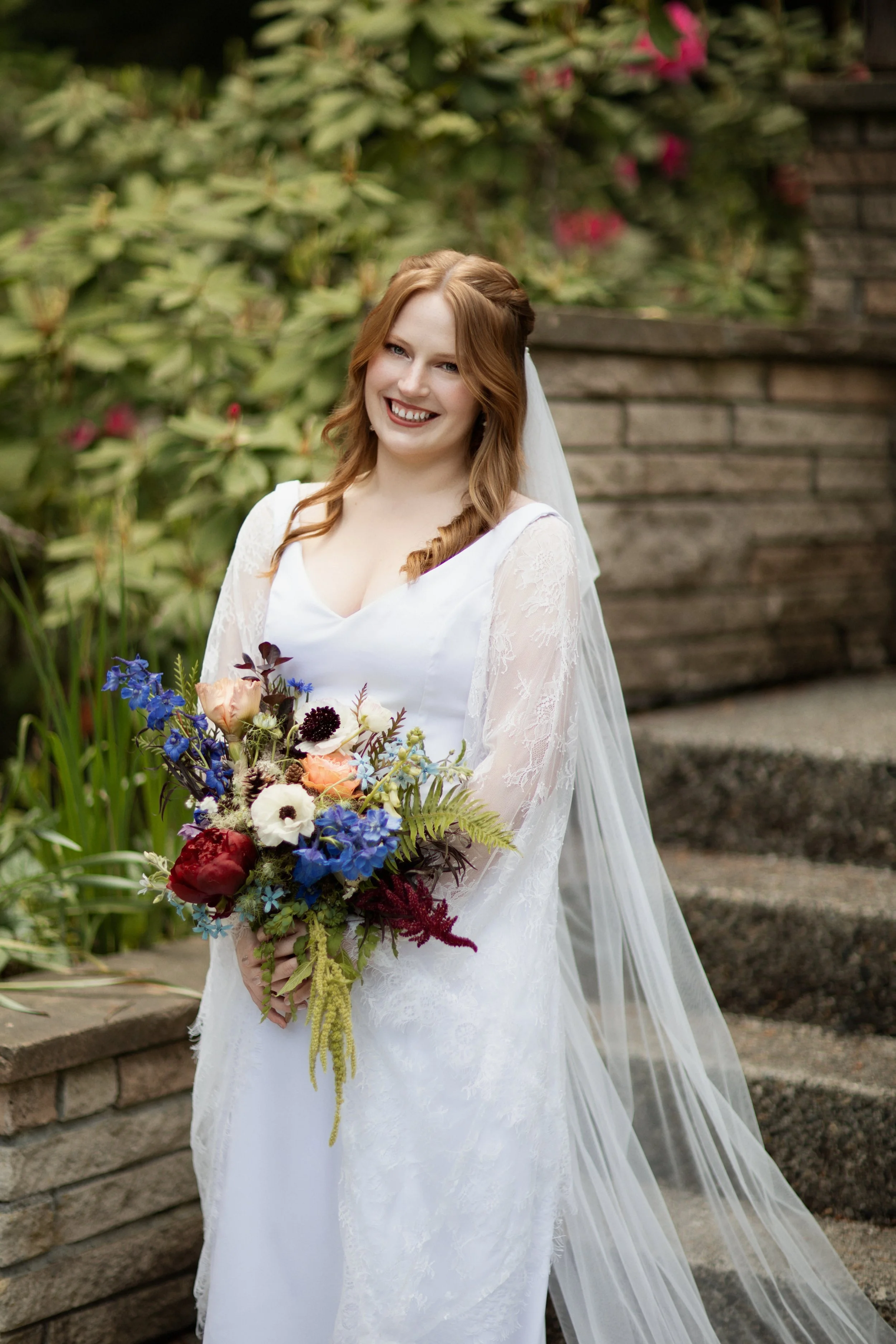 bride solo portrait with flowers