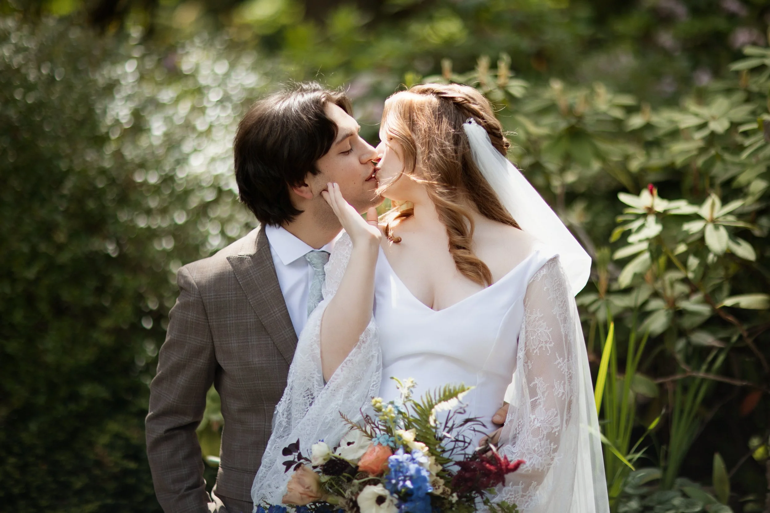 Romantic wedding portraits near Lyon Creek