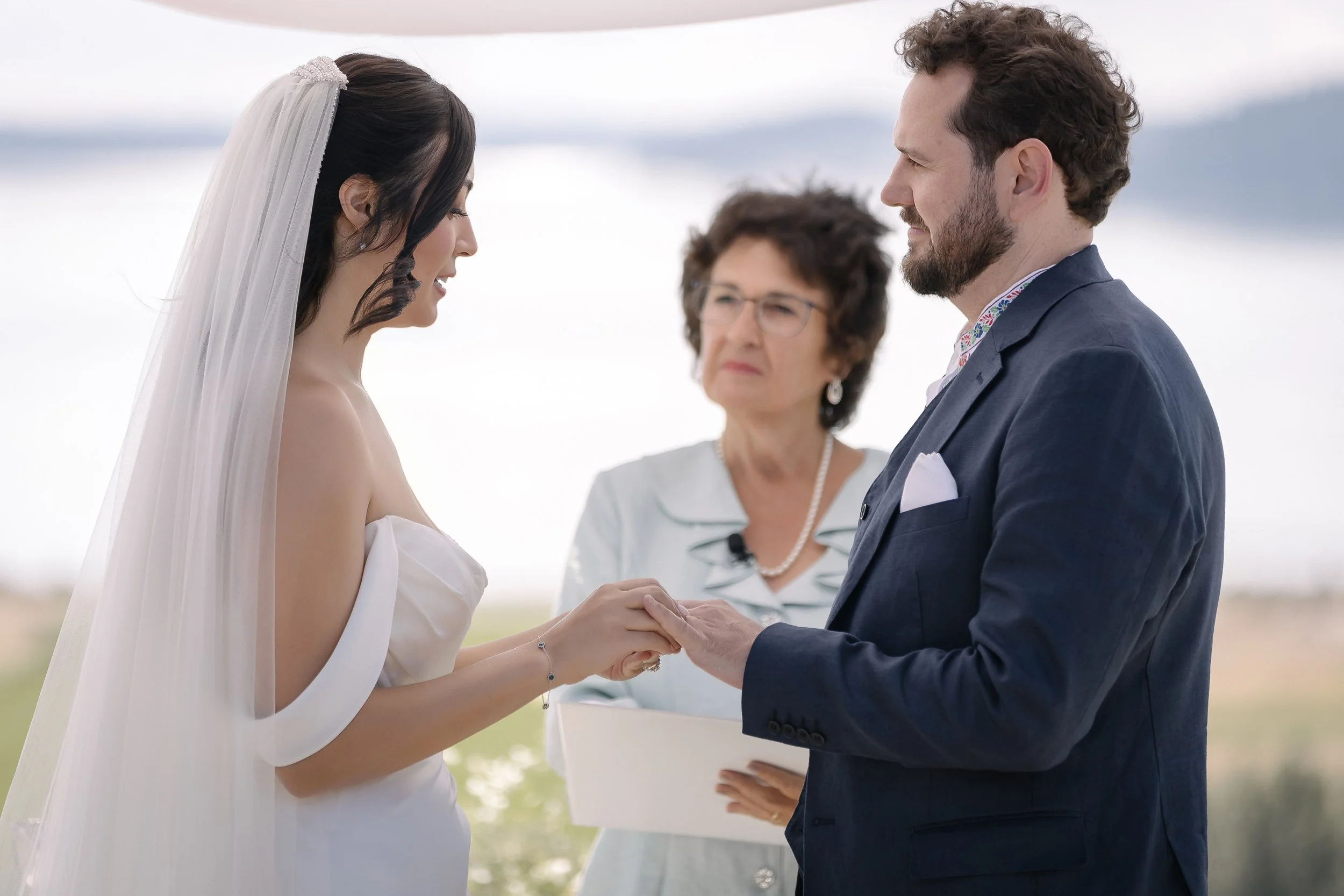 Chambers Bay Wedding Ceremony ring exchange