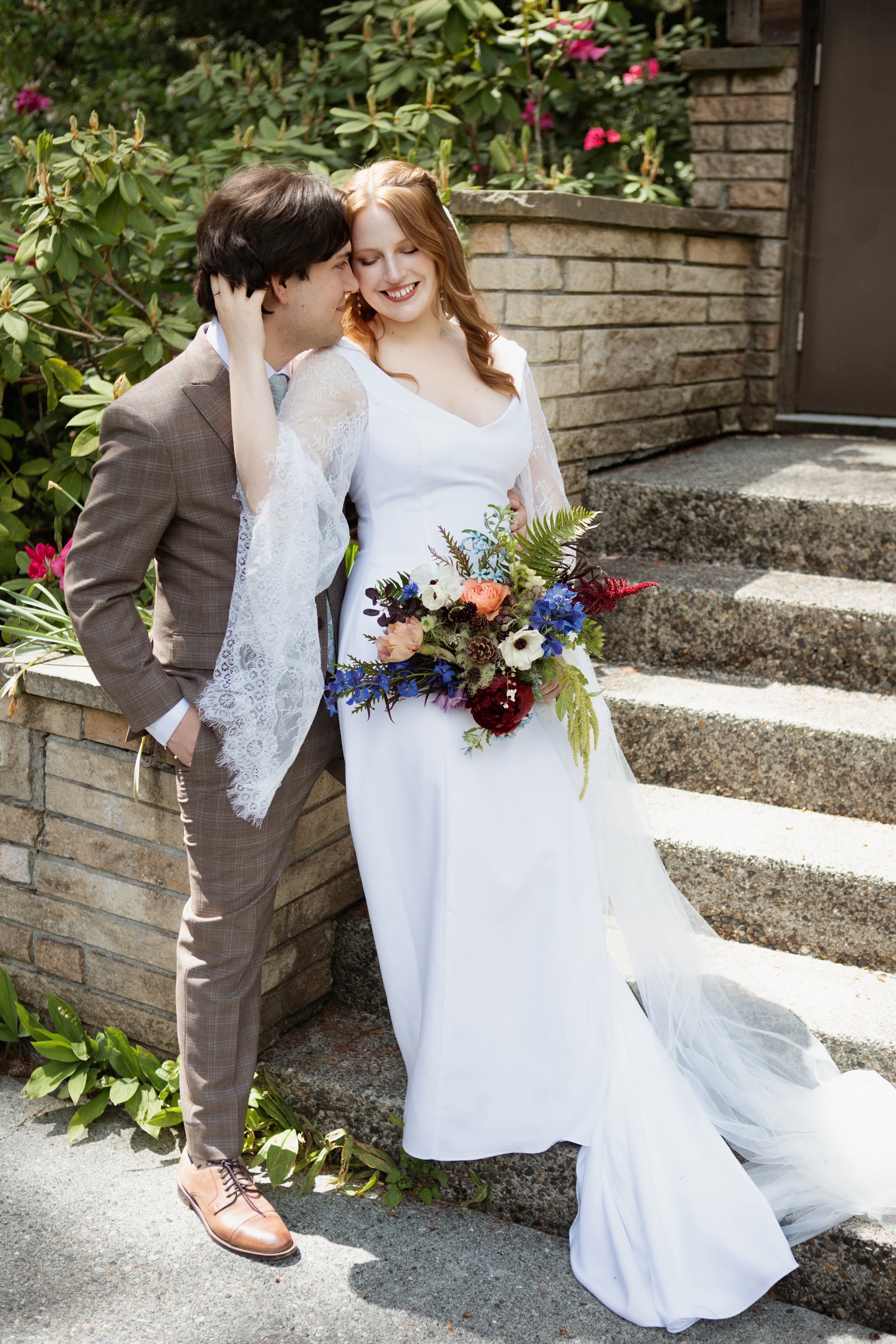 bride and groom romantic intimate portraits