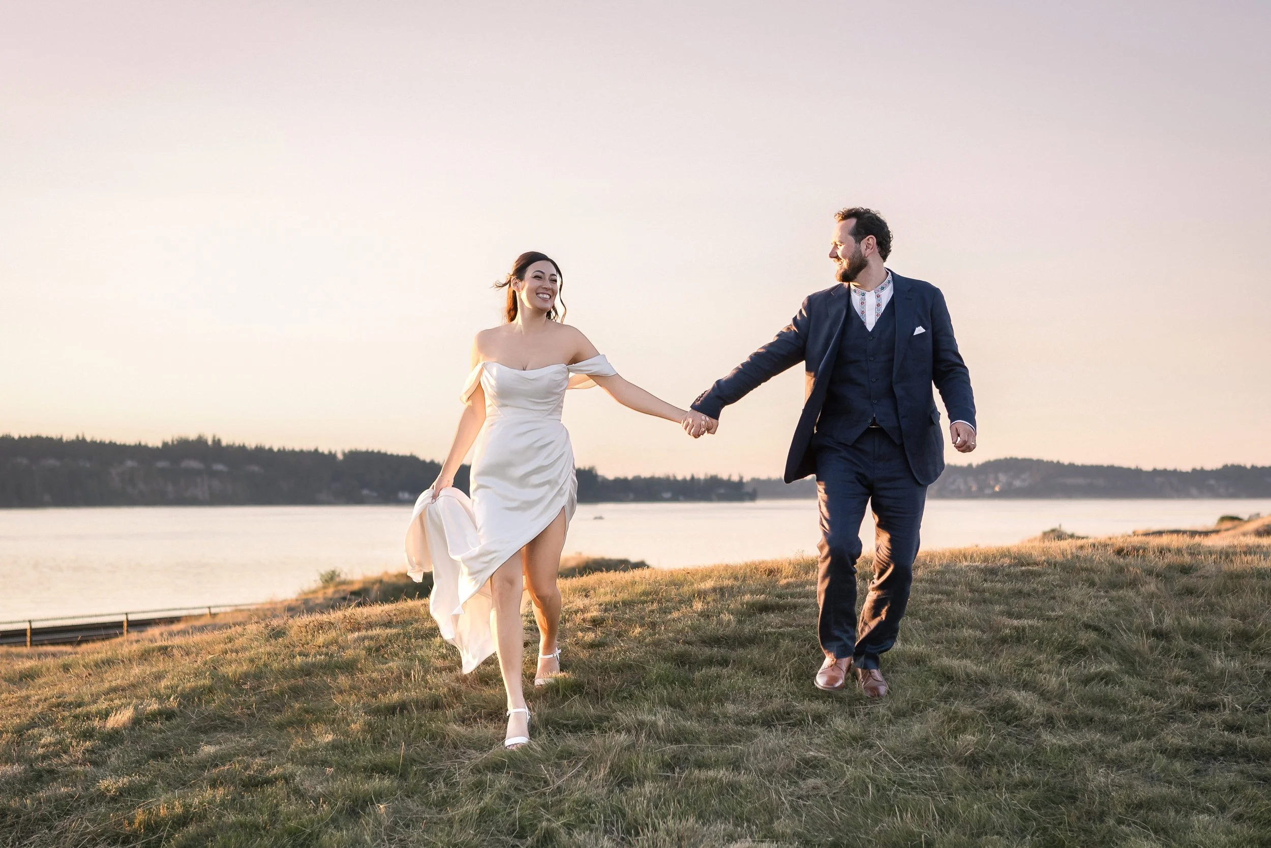 Bride and Groom Portraits at Chambers Bay