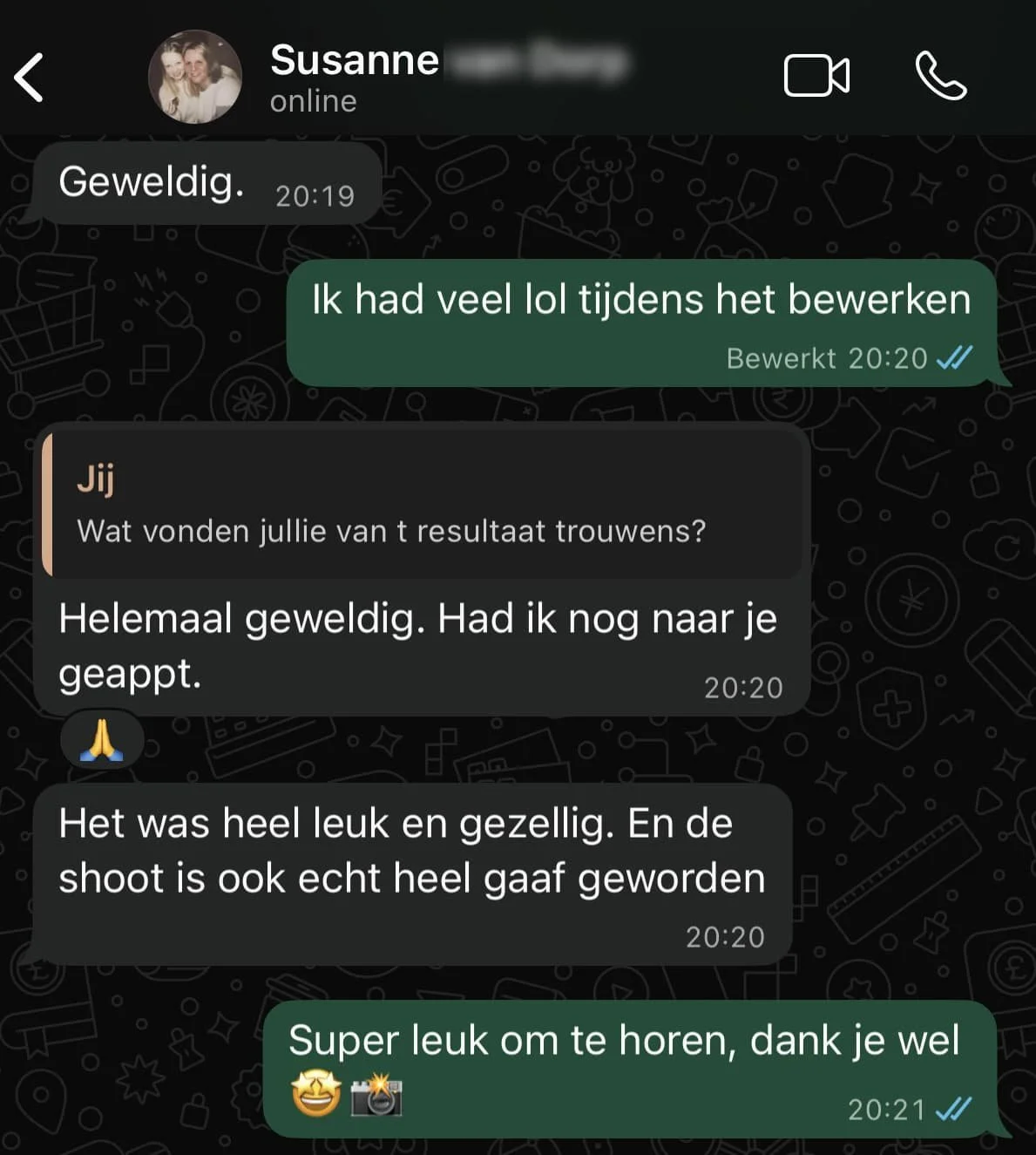 Familieshoot WhatsApp review Susanne
