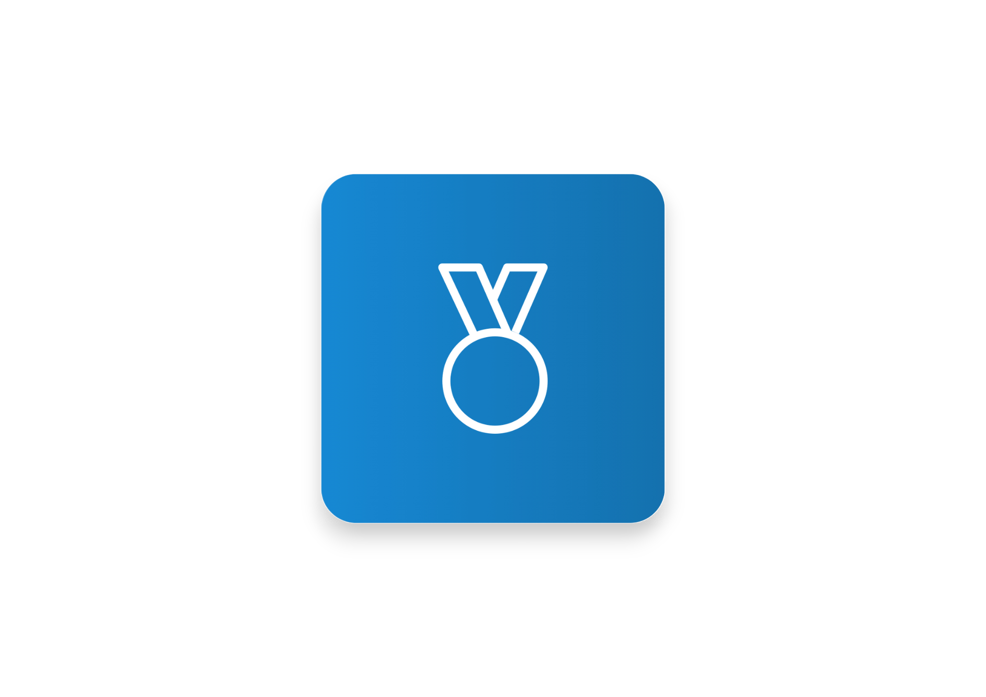 Illustration of a medal icon on a blue square background