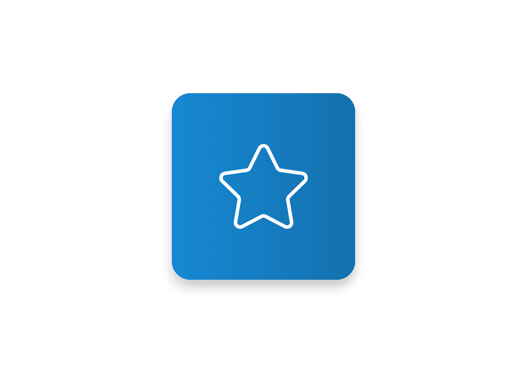 Graphic showing a star icon inside a blue rounded square, with an arrow and text pointing to it labeled 'Favorite'.