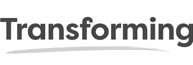 The word 'Transforming' in bold black letters with a gray underline underneath.