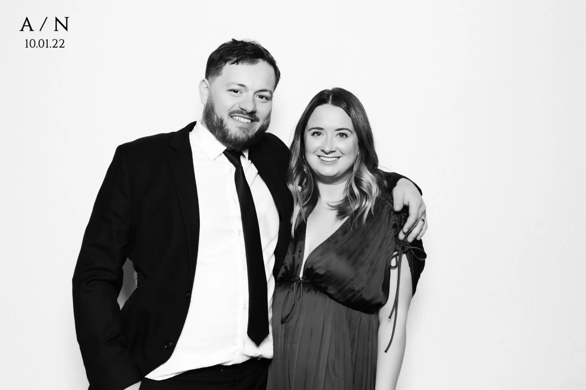 Black and white glam photo booth portrait Detroit wedding