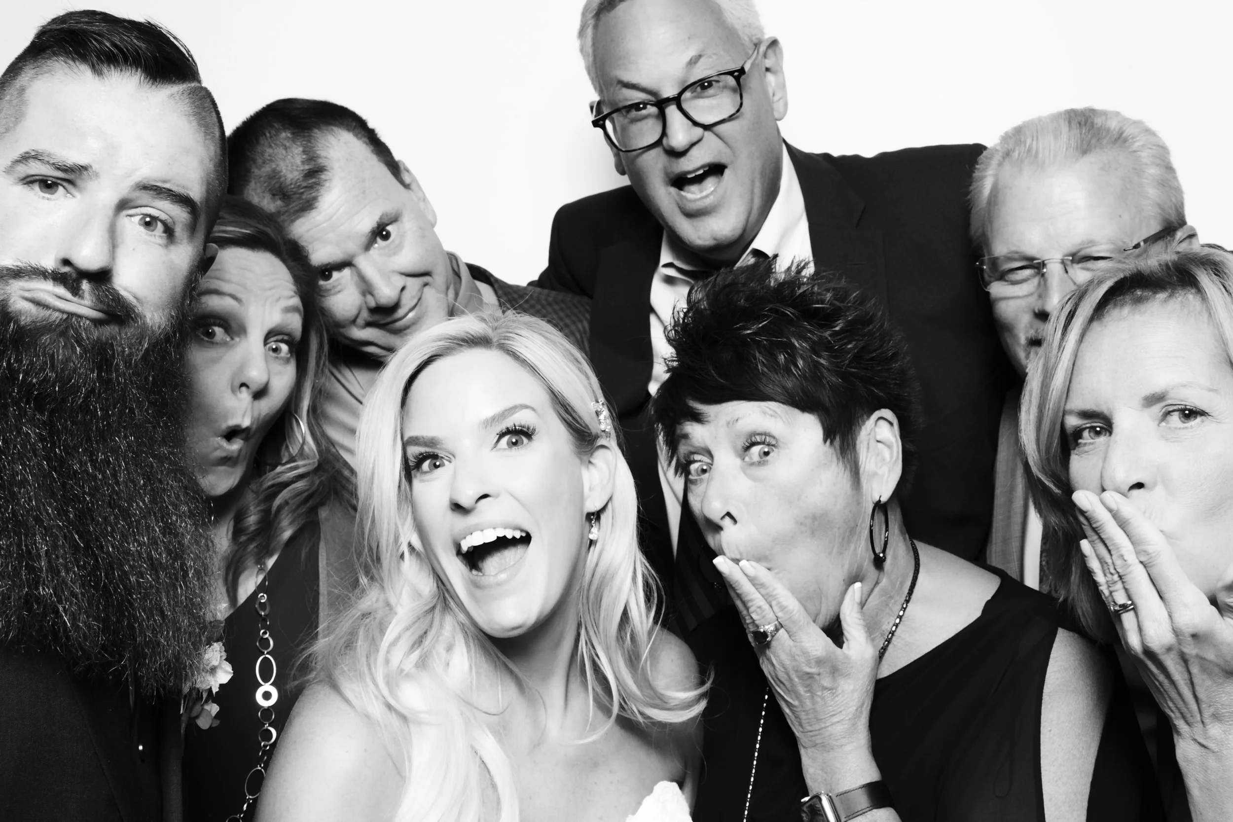 Black and white glam photo booth portrait Detroit wedding