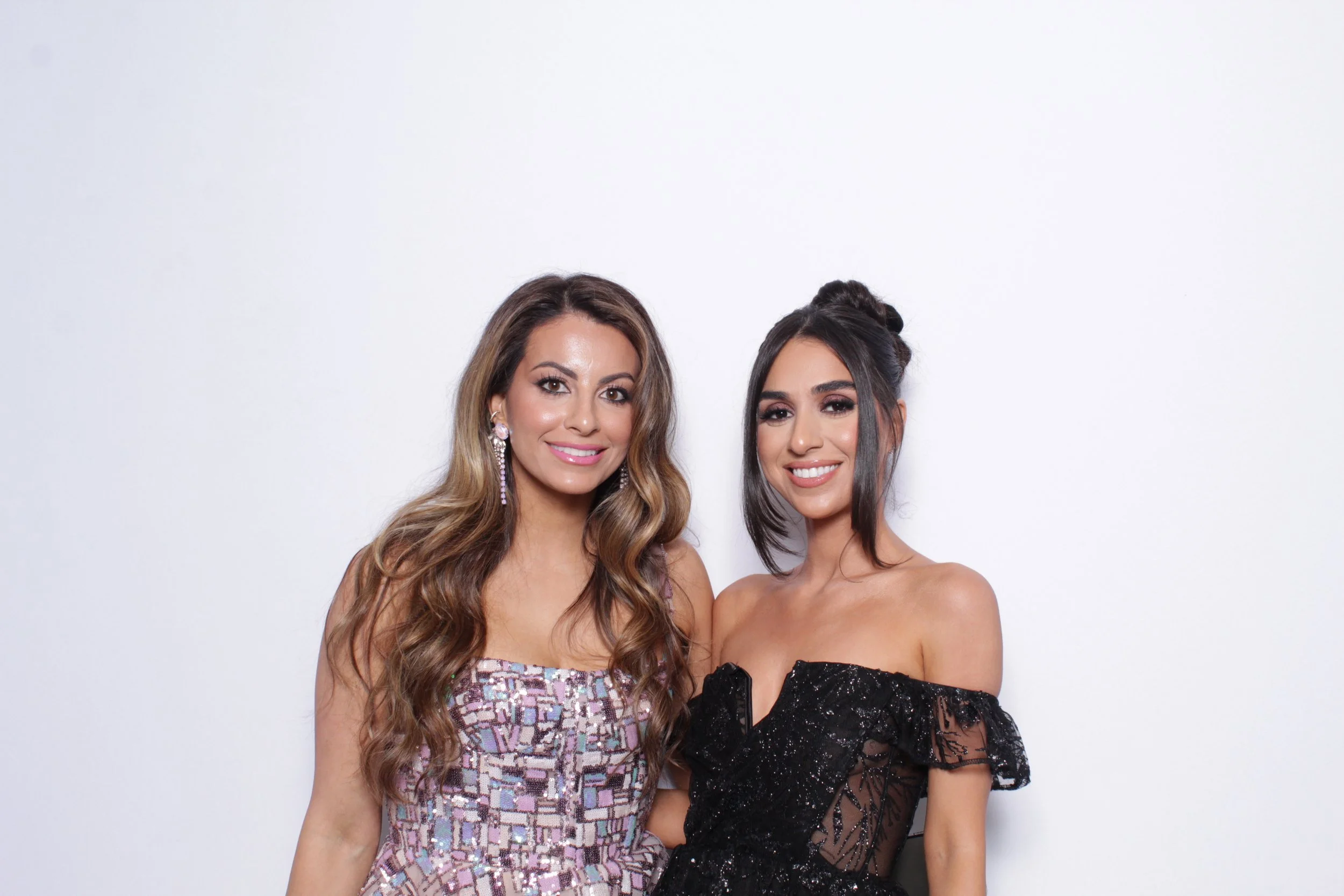 Wedding guests using glam photo booth Detroit MI