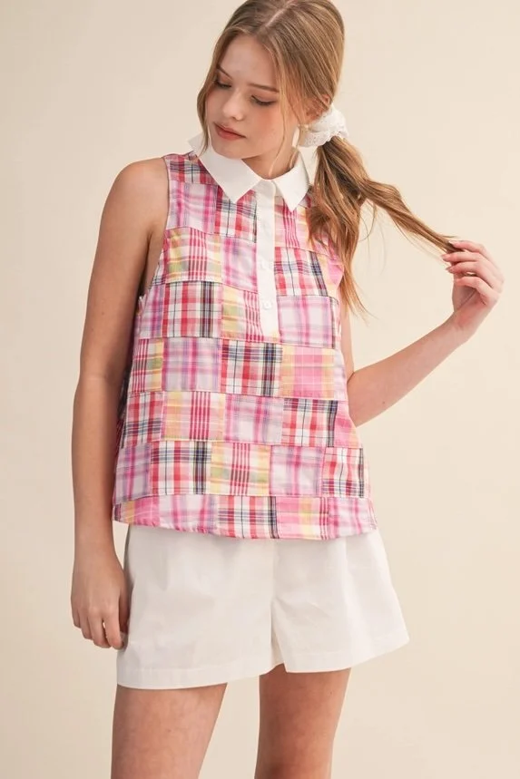 Sommerset Madras Plaid Collared Top 2.jpg