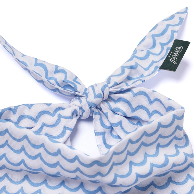 The Paws light blue waves dog bandana
