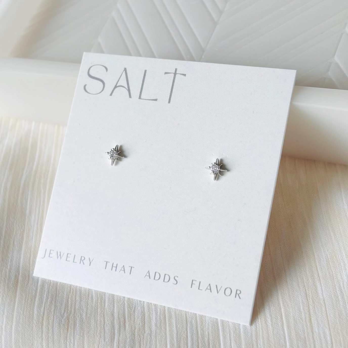 salt - silver star stud earrings