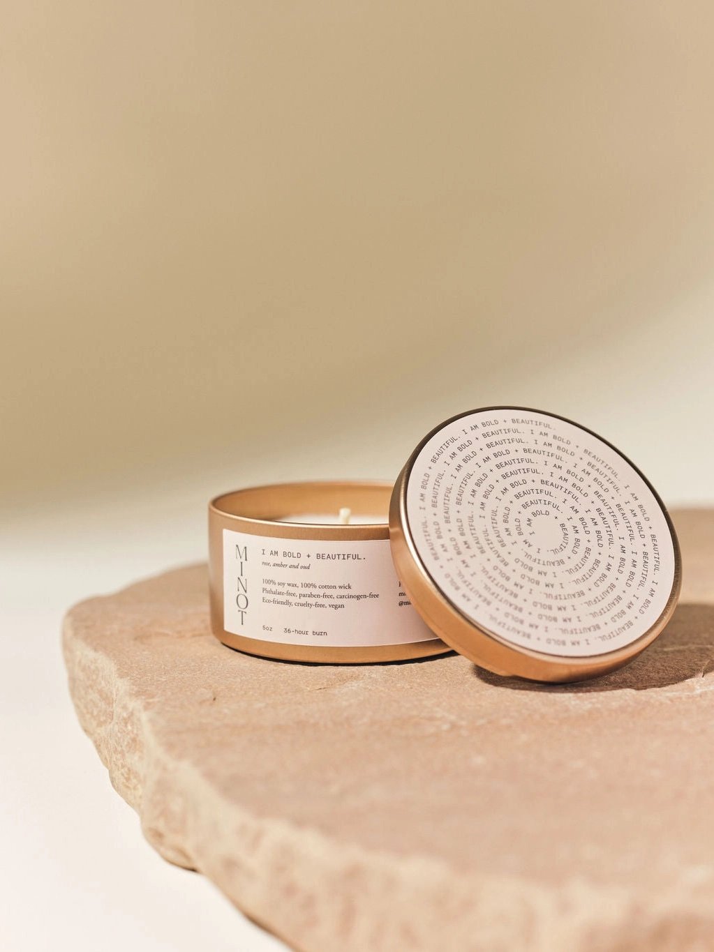 MINOT Candle Tin – I Am Bold + Beautiful