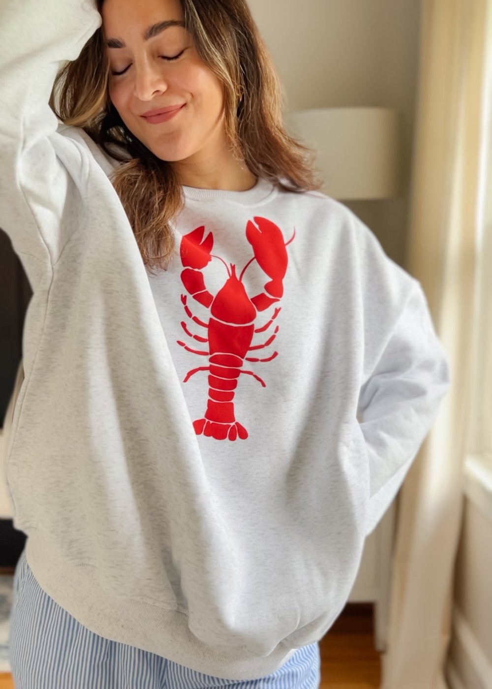 Lobster Crewneck Sweatshirt – Gray | Shore Society — Shore Society