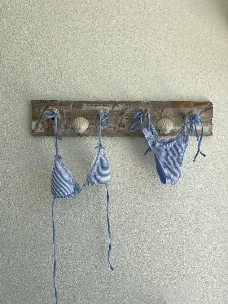 Blue and white coastal bikini