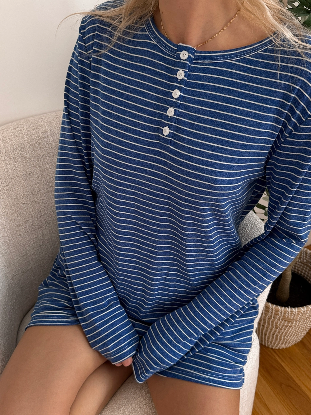 Coastal girl blue and white striped loungewear