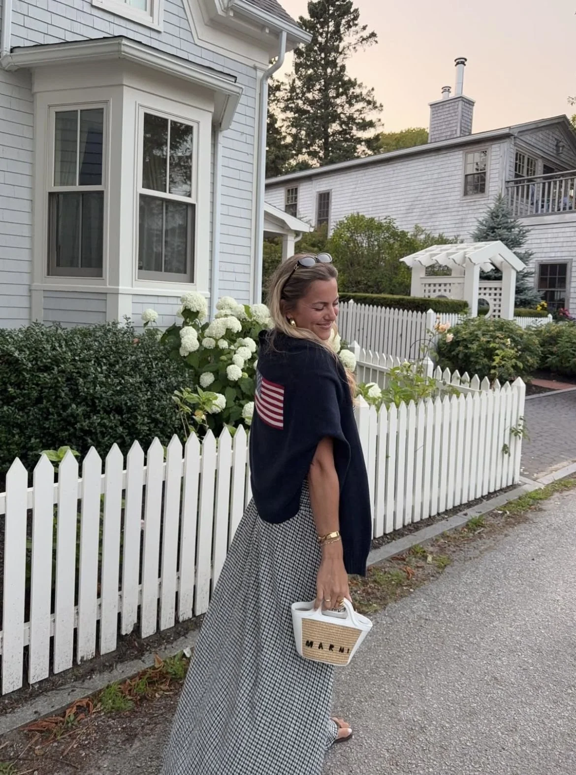 Coastal americana flag sweater outfit
