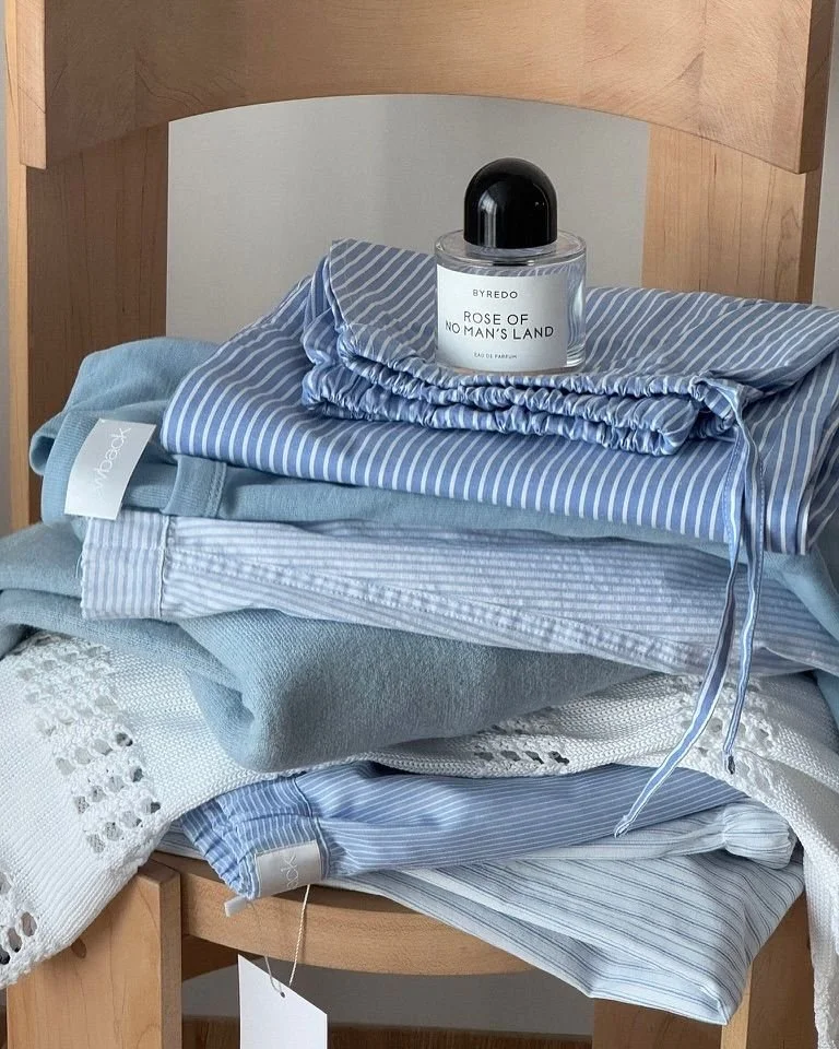 Coastal girl blue and white striped loungewear