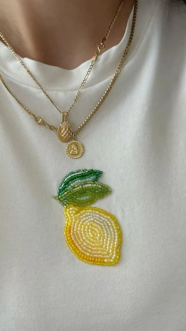 Beaded coastal lemon t-shirt