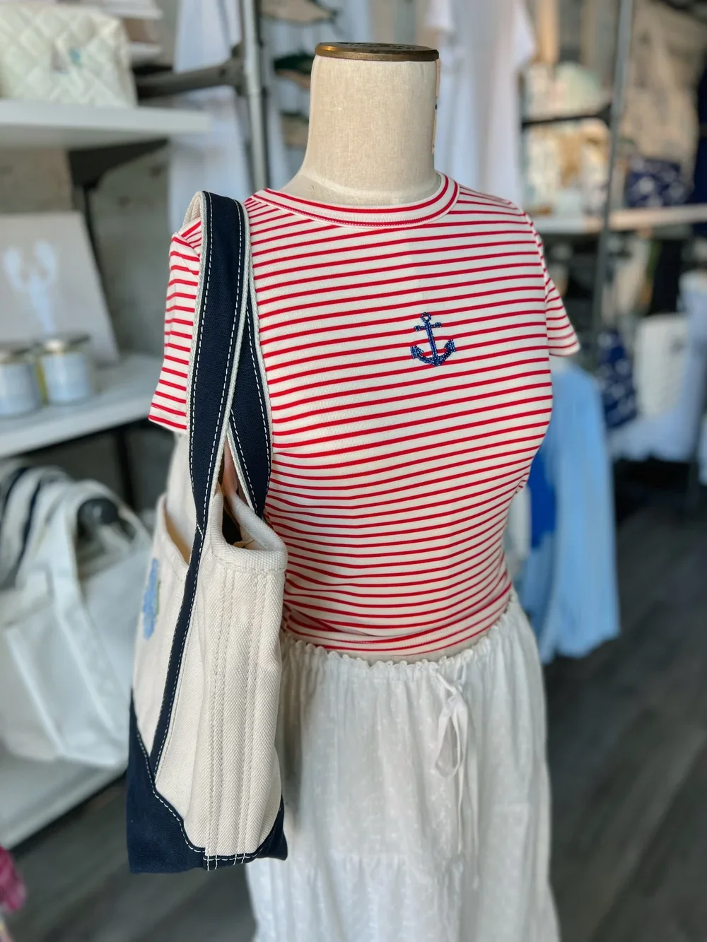 Beaded Striped Anchor Nautical T-shirt Outfit.webp