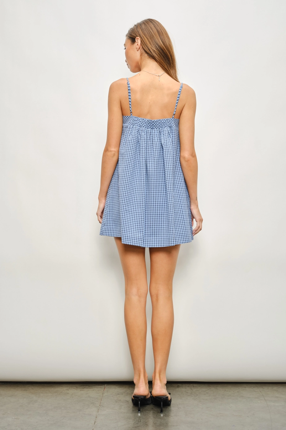 Blue Kara gingham mini dress